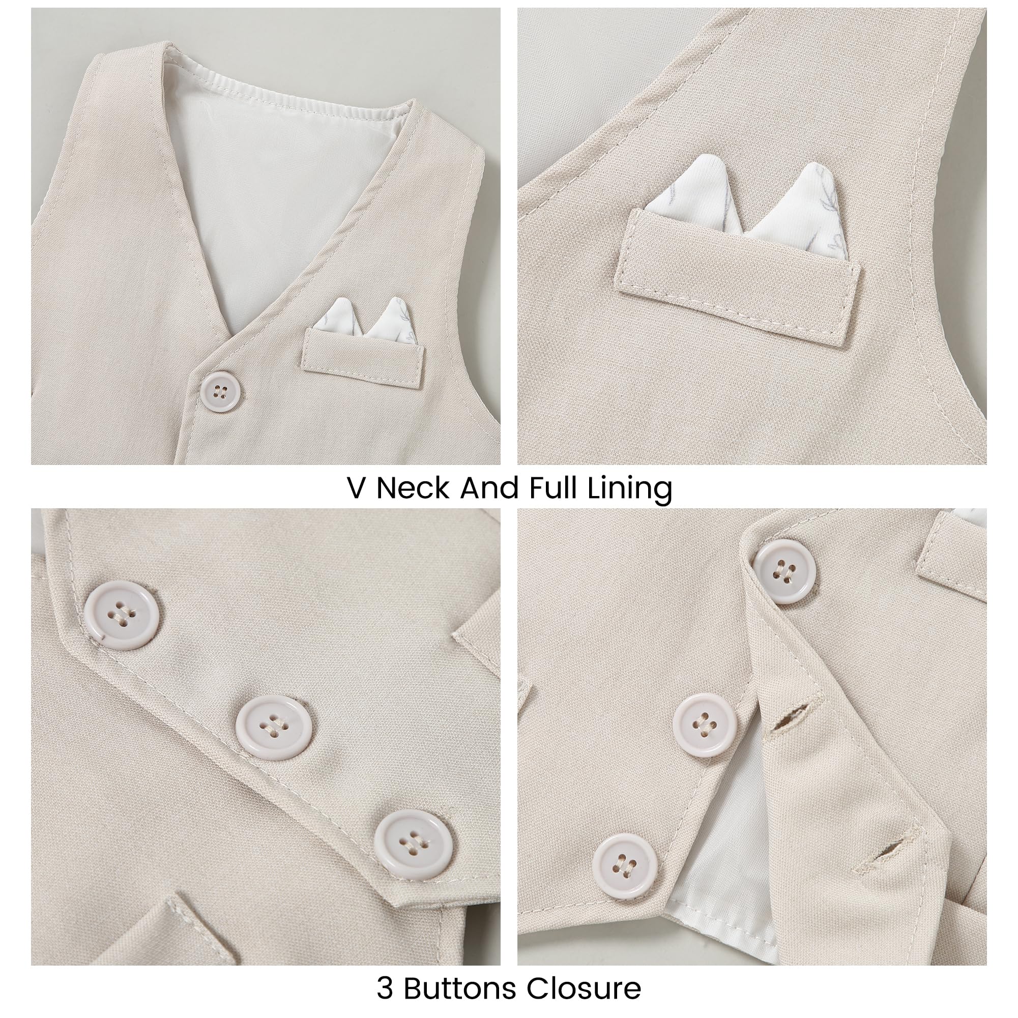 YALLET Baby-Kleidung für Jungen, 0–18 Monate, für Kleinkinder, Jungen, Gentleman, Hemd, Fliege, Weste, Hose, Set, Hochzeits-Party-Anzüge
