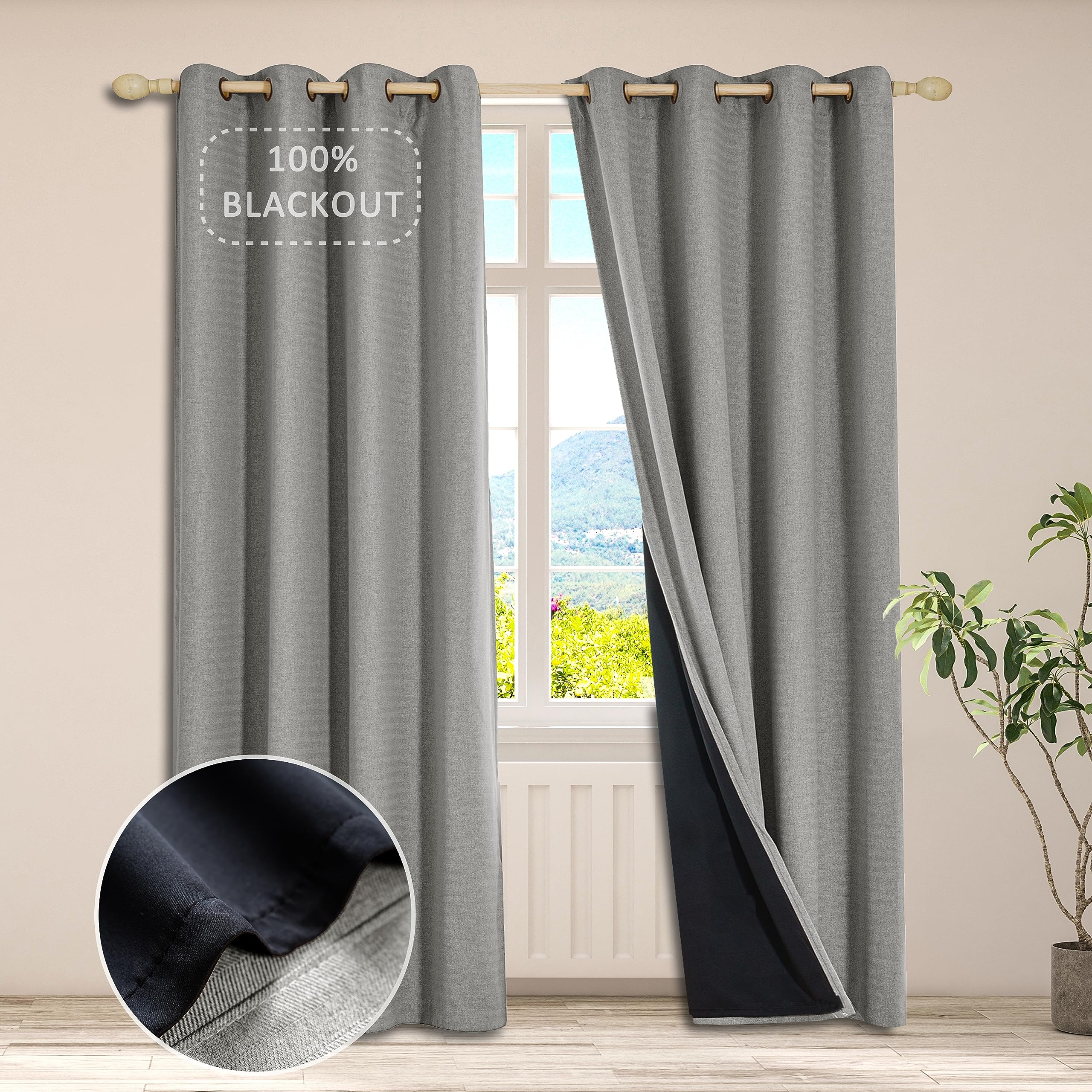 Amazon｜GRALI-DECOR 100%遮光裏地カーテン ジグザグ
