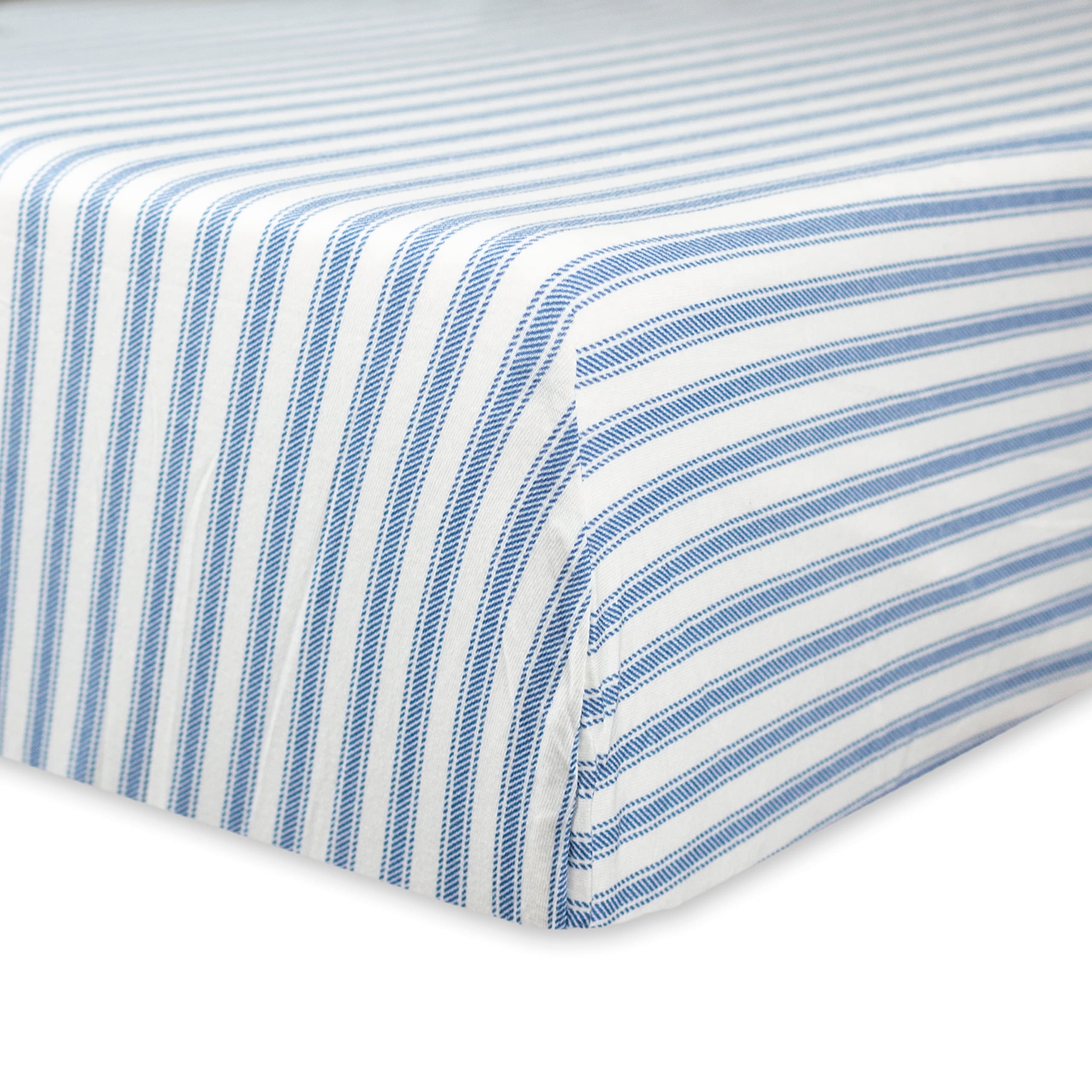 HonestBaby Boys Organic Cotton Fitted Crib Sheet, Blue Ticking Stripe, One Size