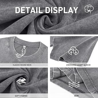 Men's Cotton T-Shirts Oversized Unisex Short Sleeves Casual Loose Wash Solid Basic Tee Tops