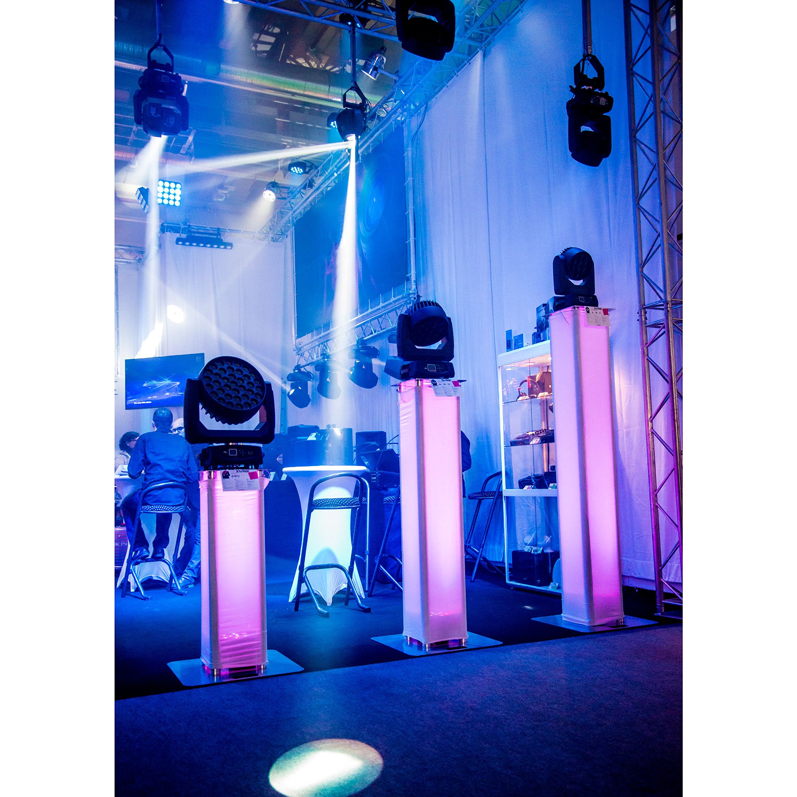 On-Stage Tower 1.5m, Aluminium, Silber, Dekoratives Stativ für Moving Heads, Inklusive 4xPipe, 2xBase, 1xHusse B1, 25kg Belastbarkeit, Ideal für DJs, Bands, Clubs