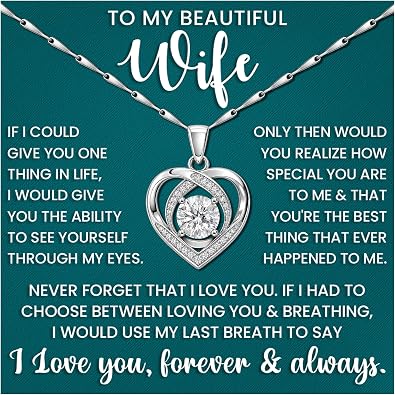 LAZYGIFT I Love You Wife Necklace Gift for Women From Lover Husband Amazing Forever Love Necklace Jewelry Present for My Soulmate