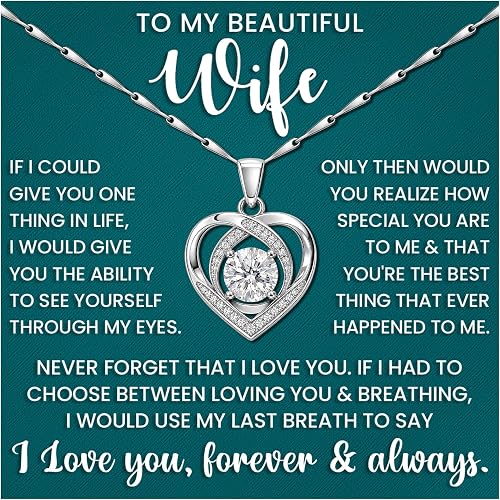 LAZYGIFT I Love You Wife Necklace Gift for Women From Lover Husband Amazing Forever Love Necklace Jewelry Present for My Soulmate