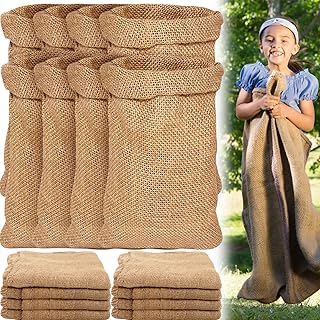12 Pcs Burlap Potato Sack Race Bags 24 x 40 Inch Large Burlap Sack Potato Sack Outdoor Lawn Games for Kids Adults Birthday, Family Reunion, Carnival, Easter, Halloween, Plant Frost Protection