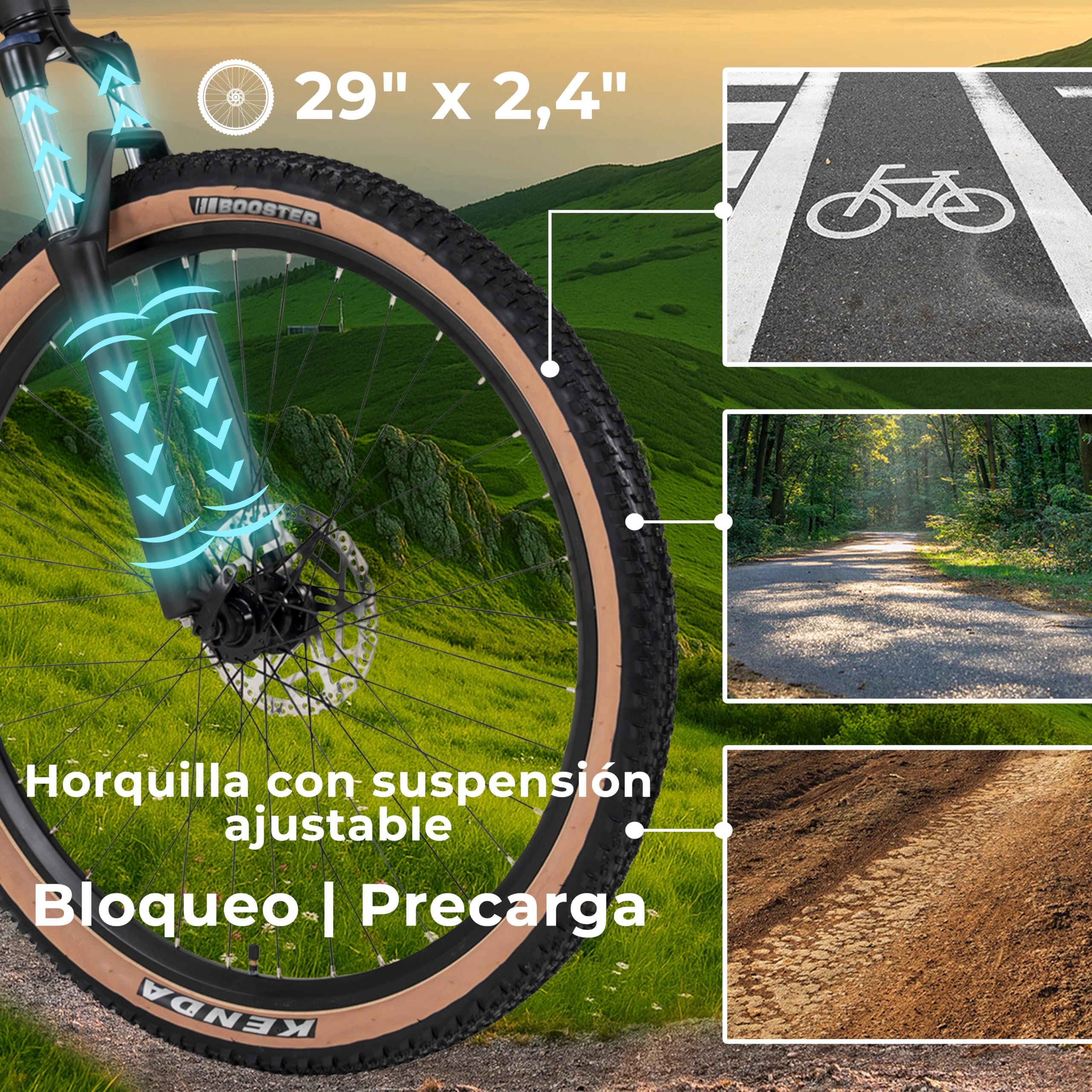 F.lli Schiano Bicicleta Electrica Montaña 29", Motor Central 80Nm, MS29 | Bici Electrica MTB, Bateria Extraible 20Ah 720Wh, Display con USB, Negro