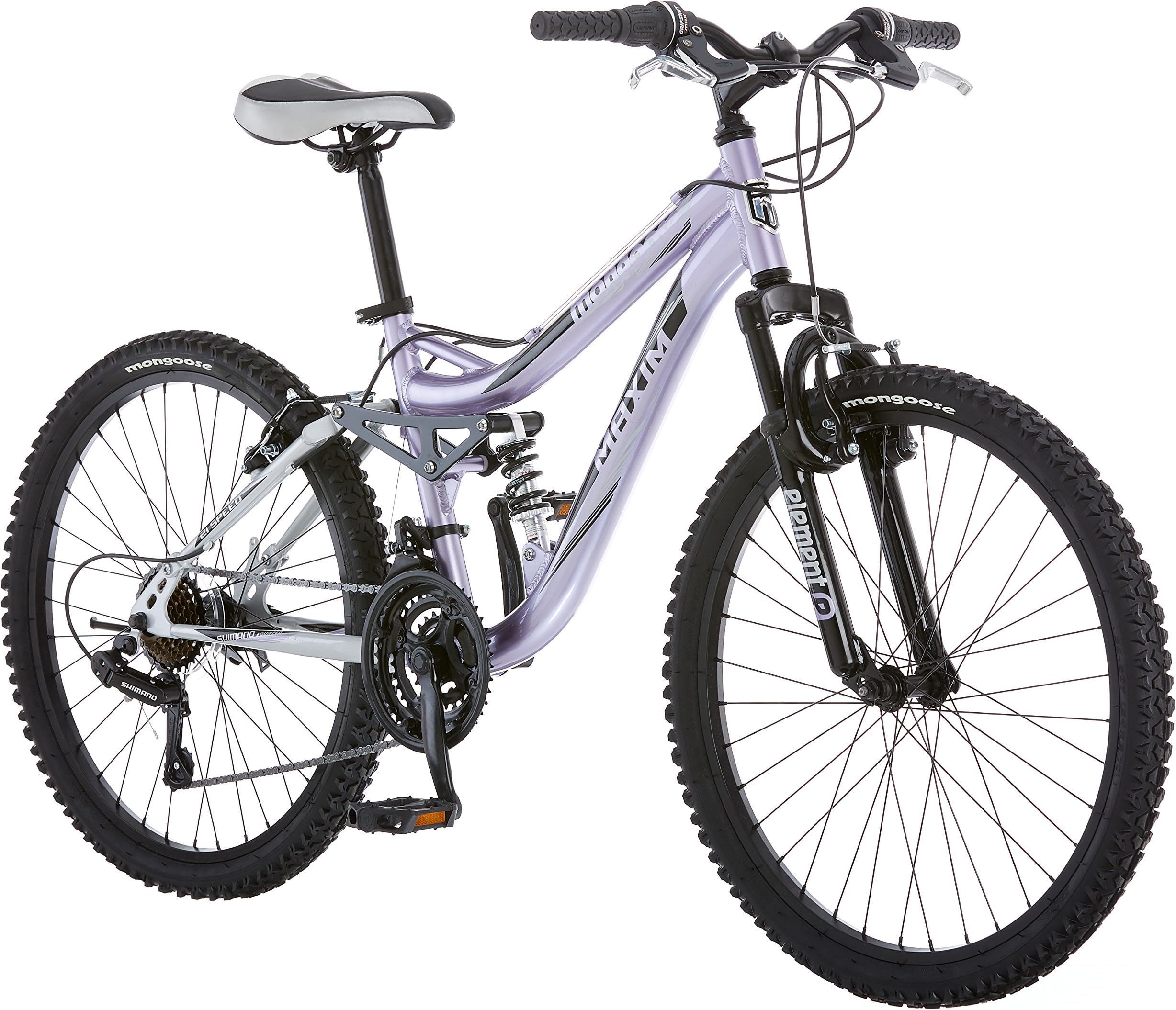 Mongoose Maxim Girls Mountain Bike, 24-Inch Wheels, Aluminum Frame, 21-Speed Drivetrain, Lavender
