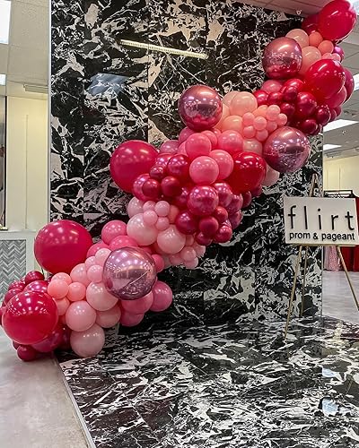 Miniatura 7 de Kit de arco de globos rosados, 160 piezas de guirnalda de globos rosa intenso, globos metálicos de confeti de oro rosa para cumpleaños, boda, tema
