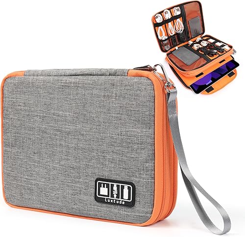 Luxtude Organizador electrónico de viaje grande, organizador de cables de viaje, bolsa organizadora de cables grande, bolsa de tecnología para