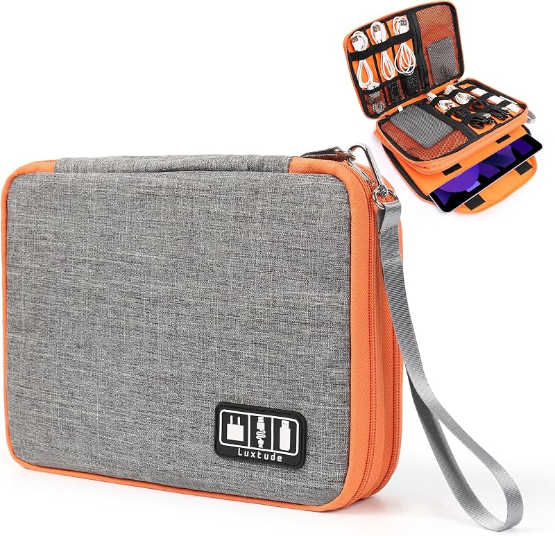 Travel Cable Organizer Bag, Electronic Organizer Travel Case Large | Cord Organizers Bag, Tech Bag for Cable Storage/Cord Storage/iPad Pro(up to 11")/Wall Charger/Electronic Accessories
