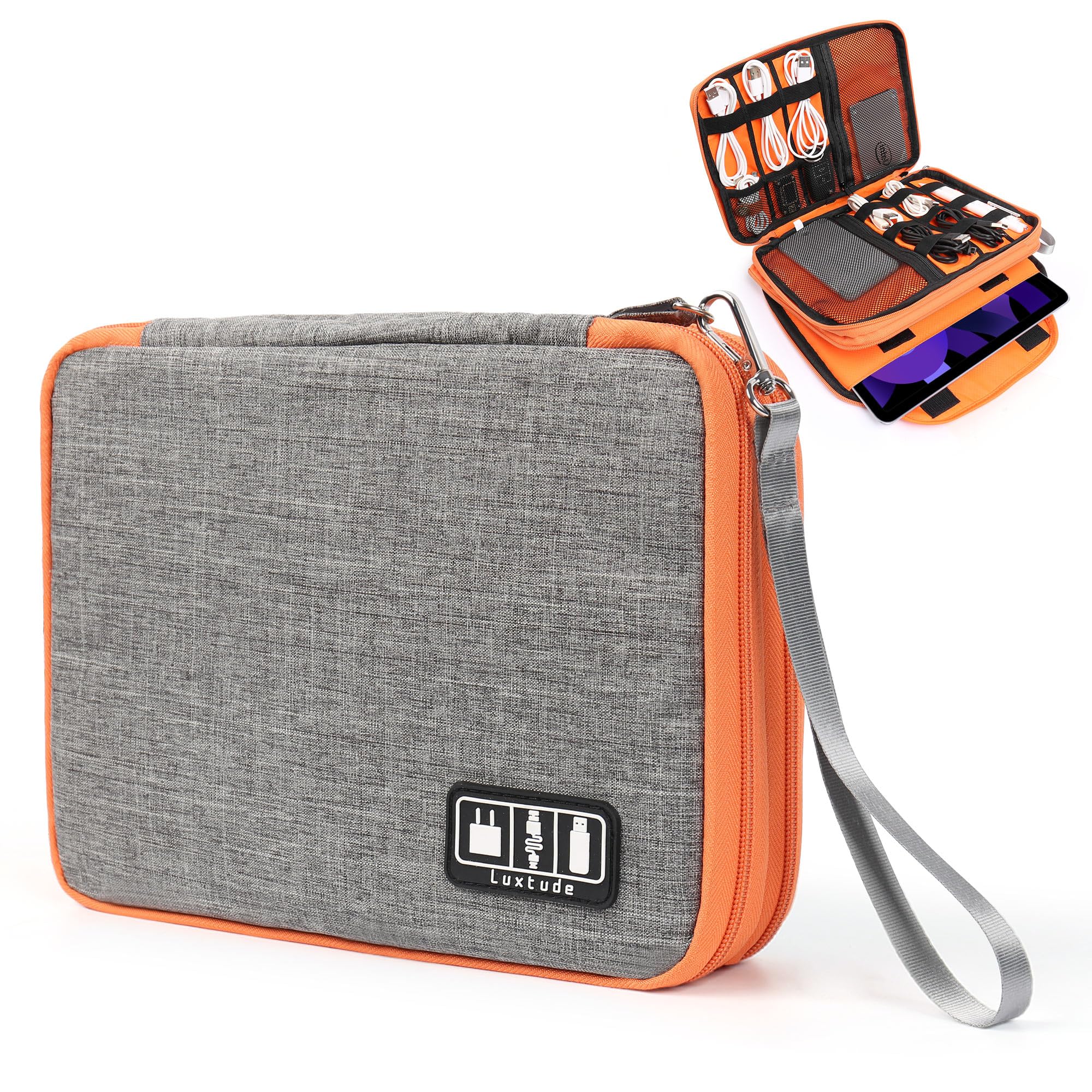 Luxtude Travel Cable Organizer Bag, Electronic Organizer Travel Case Large, Cord Organizers Bag, Tech Bag for Cable Storage/Cord Storage/iPad Pro(up