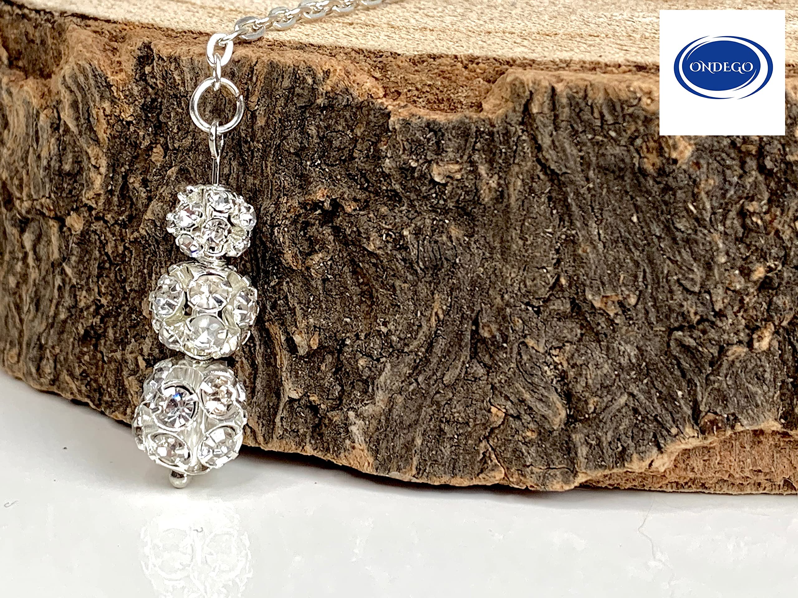 Brautschmuck Set Silber, Halskette 38-48cm, Rückenkette 23cm, Armband 18,5cm, Ohrringe 2,5cm mit Strass