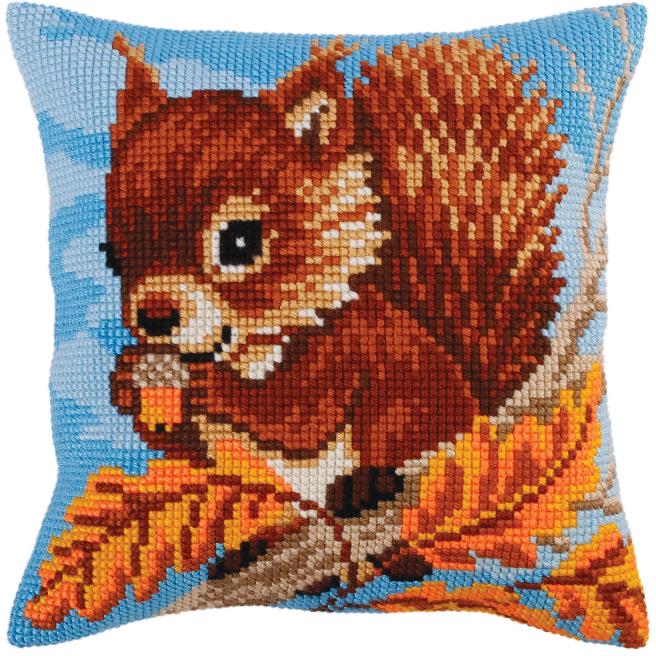 Kit de point de croix coussin écureuil multicolore 40x40 cm Collection D'Art