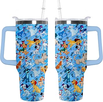 40 oz Dog Themed Tumbler with Handle and Straw Lid Gifts for Dog Lovers Double Insulated Cup Travel Coffee Mug