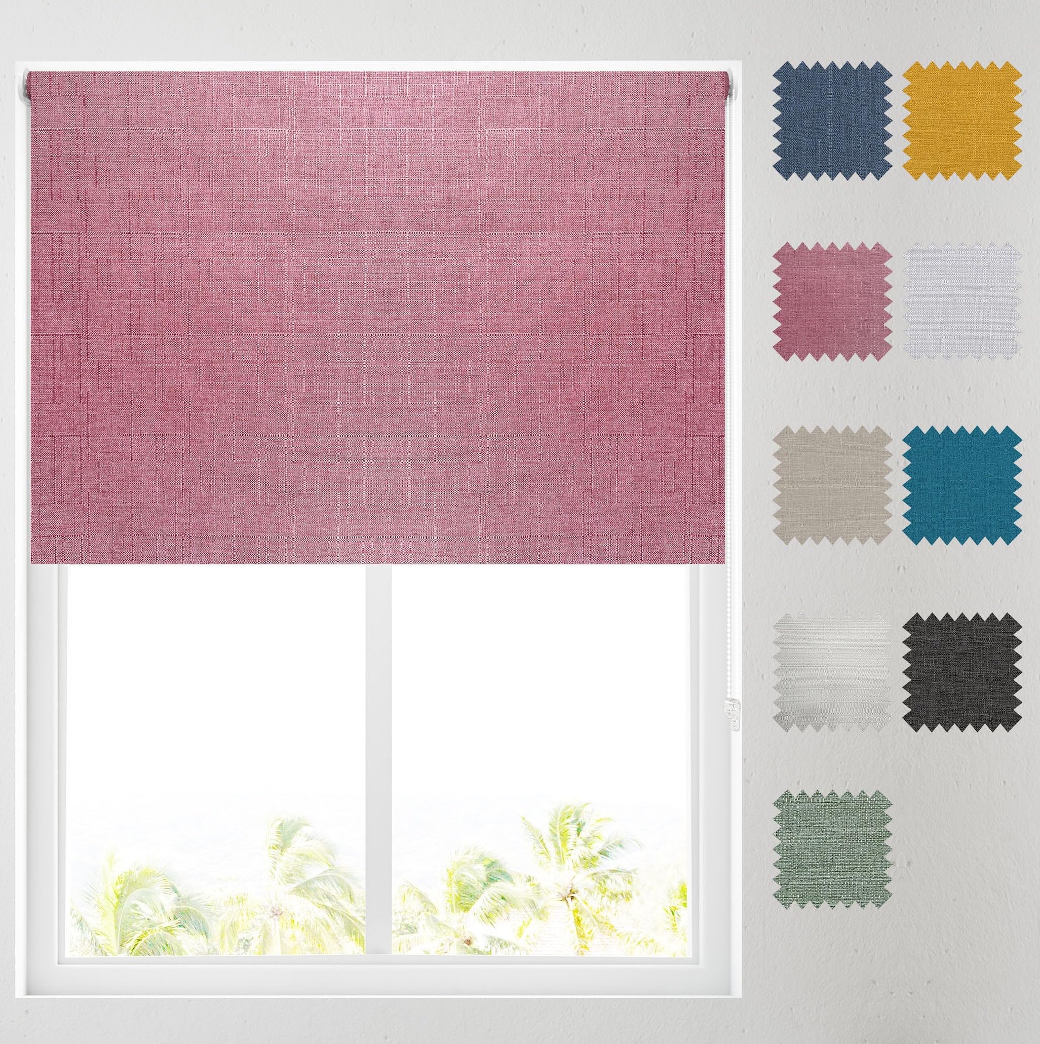 Barnes Blinds And Interiors Rose Barnes Blinds - Quebec Textured Blackout Roller Blinds For Windows, Custom Cut To Size - Durable Fittings, Easy Fit ( 91.5Cm)