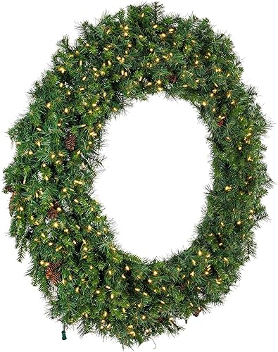 Vista 33 de Corona de pino Cheyenne de 24" Vickerman con 50 luces LED color blanco cálido, Sin iluminar, 36" Verde pino