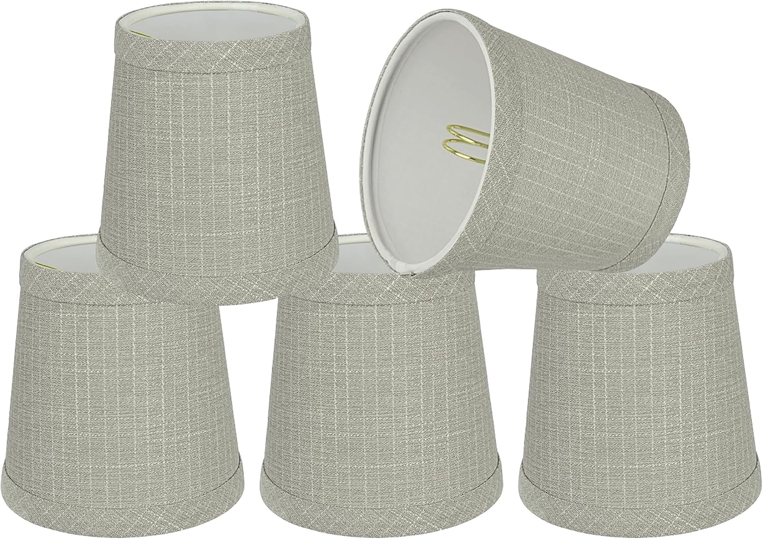 Aspen Creative 32721-5A Small Hardback Empire Shape Chandelier Clip-On Lamp Shade Set (5 Pack), Transitional Design in Silver, 4" bottom width (3" x 4" x 4")