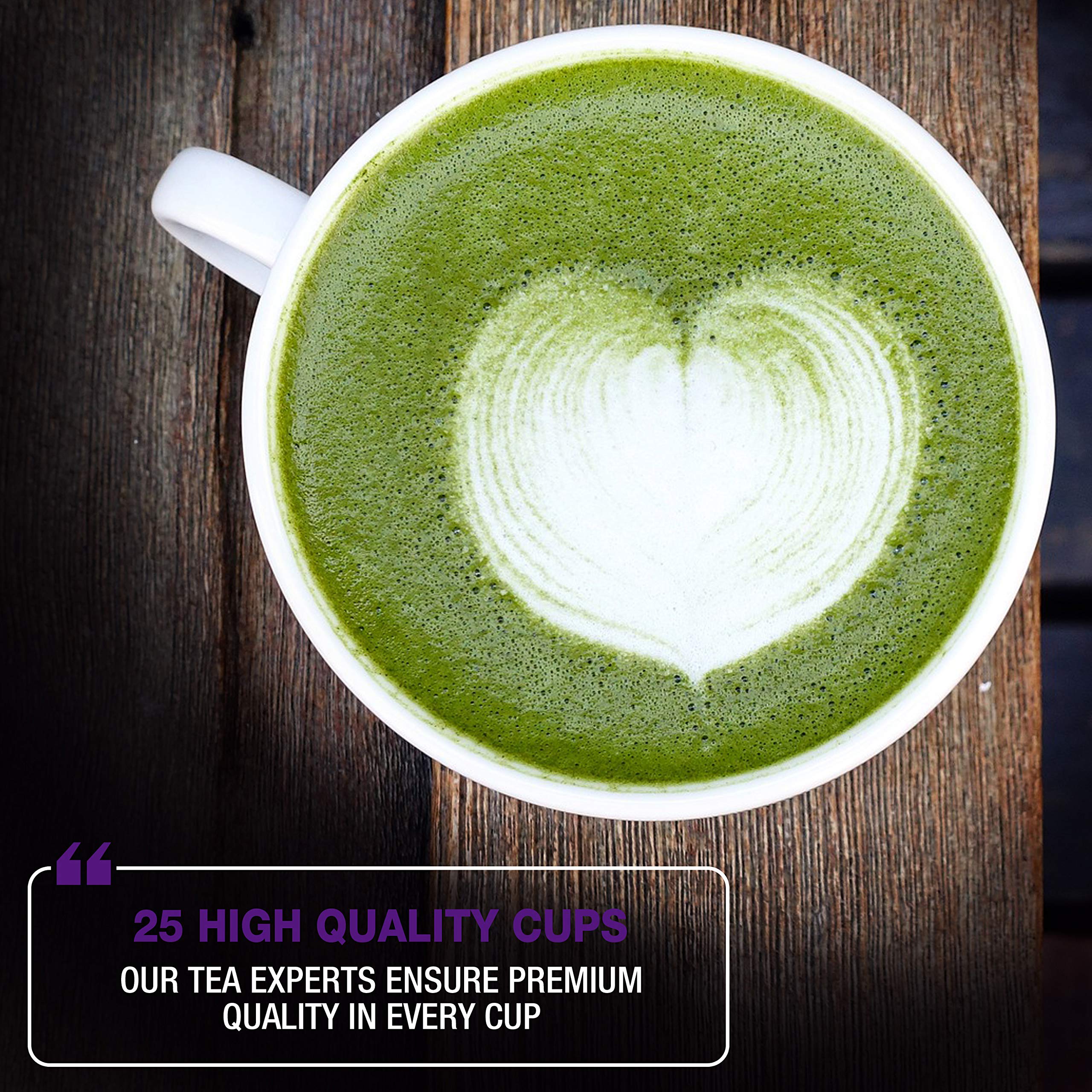 Tipson Organic Matcha Green Tea - Blueberry Flavor - 25 Foil Enveloped Double Chambered Bags - Keto Paleo — view 5