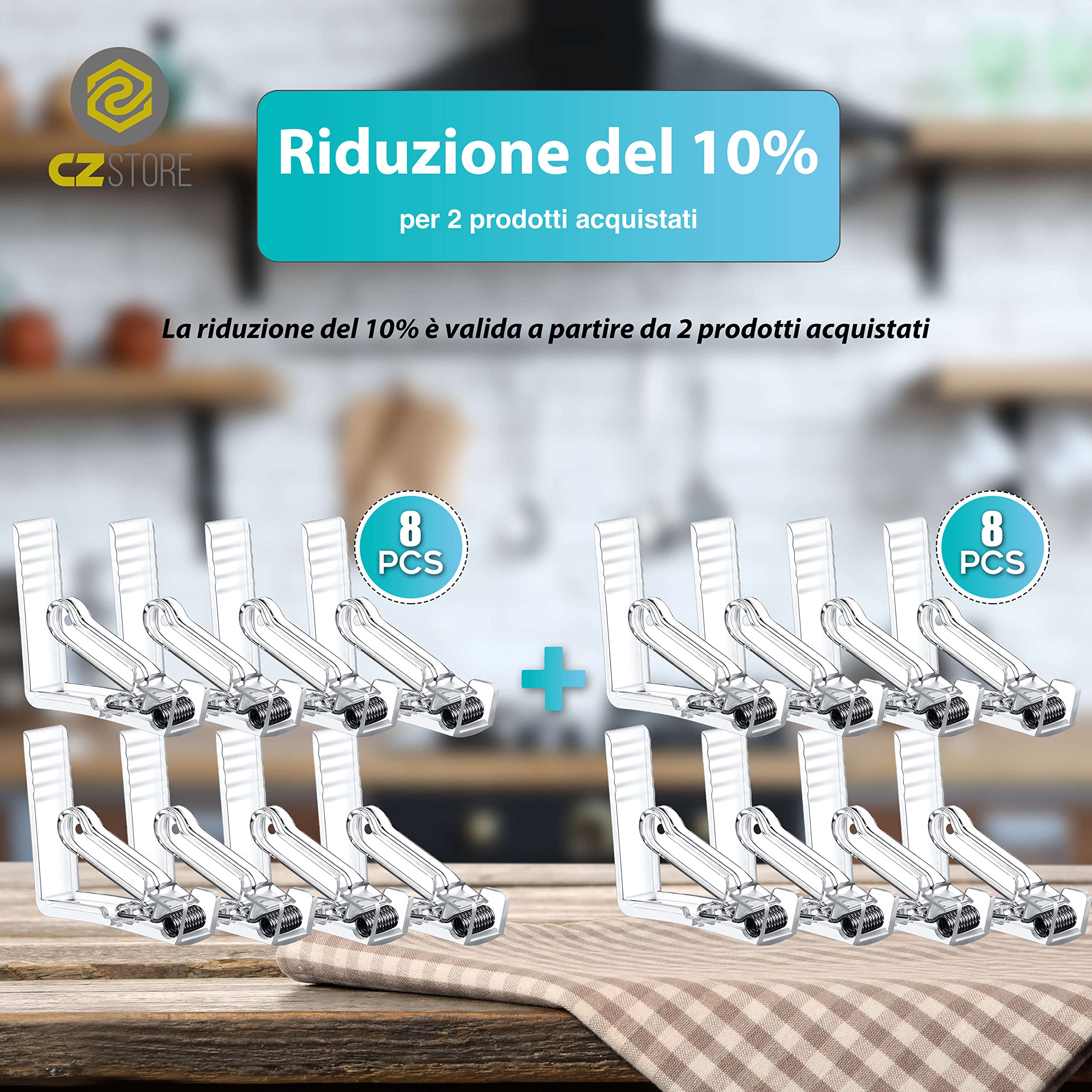 Fermatovaglia da Tavola | 8 Pezzi | ✮Garanzia A Vita✮ - Clip Ferma Tovaglia in Plastica Trasparente per Tavoli Esterni, Feste in Giardino, Terrazzo, Barbecue, Picnic, Tovaglie Plastica