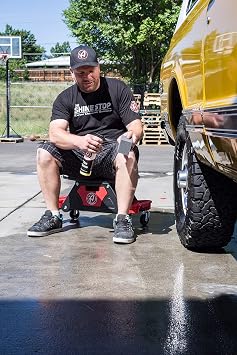 Adam's Polishes Mobile Rolling Utility Creeper Seat for Mechanics & Detailers - With Storage Trays for Tools