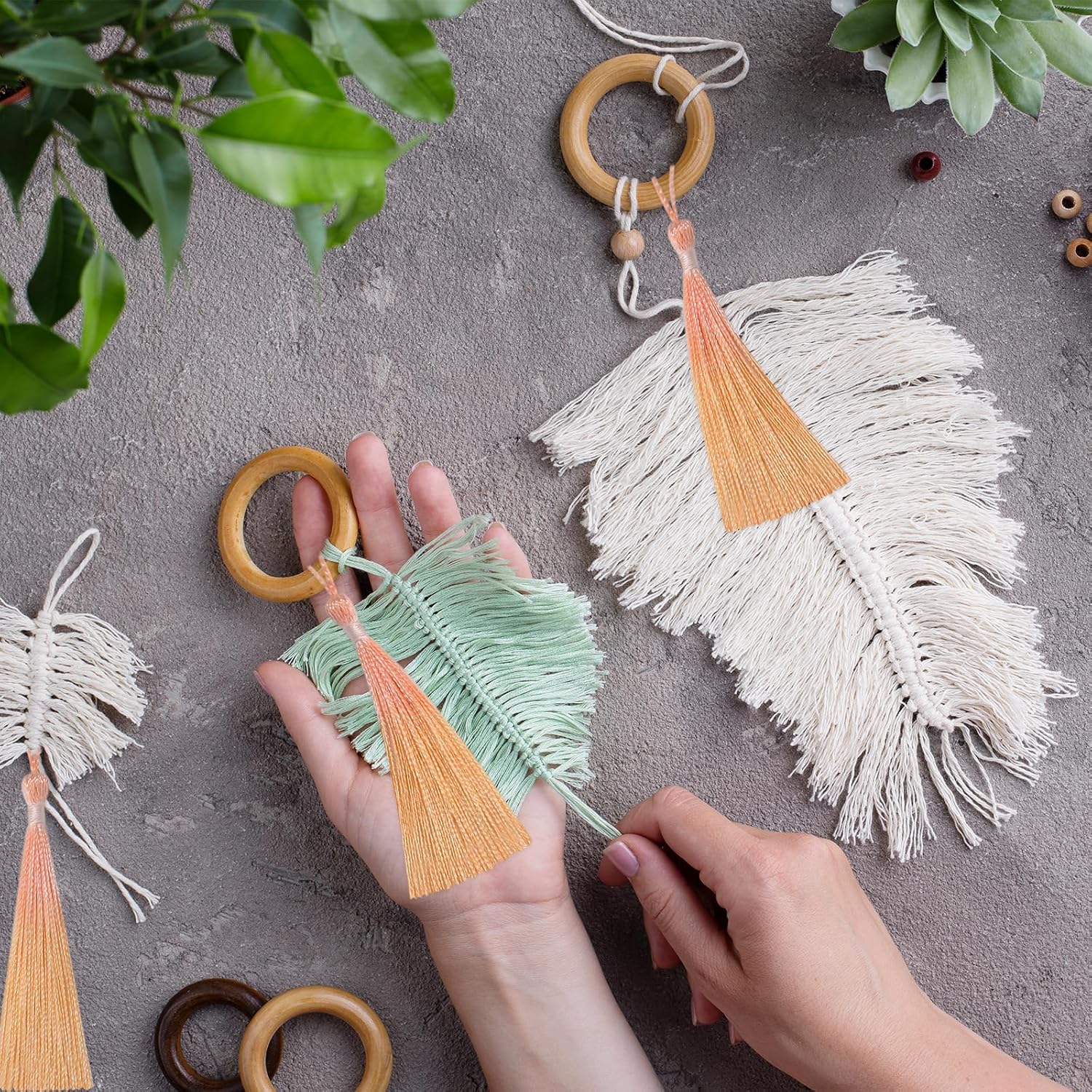 50Pcs 5 Inch Bulk Bookmark Tassel Kit for Graduation, Keychain(JB Orange) image 4