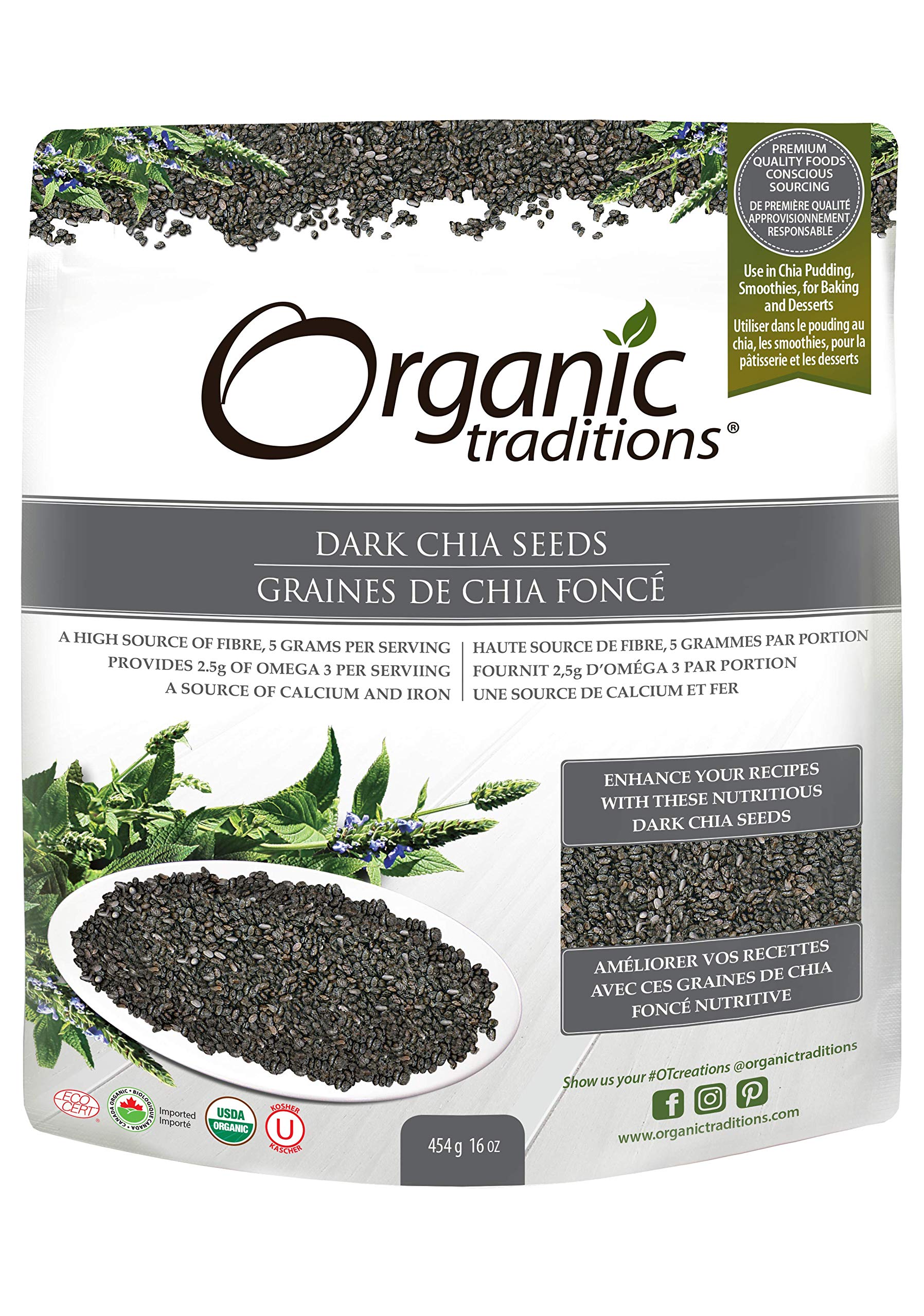 Sponsored Ad – Organic Traditions Dark Chia Seeds | 454 g | High Source of Fiber | 2.5g Omega 3 Per Serving | Rich in Calcium & Iron