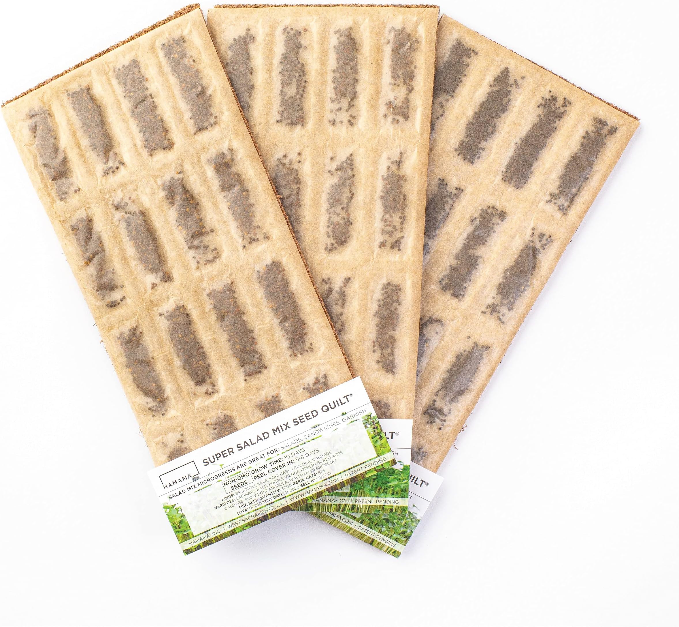 HAMAMAMicrogreens Growing Kit Replacements - Mustard, Radish & Zesty Indoor Sprouts Mat - Seed Quilts Easy Setup Pack of 3 - No Tray Only Seeds Refills