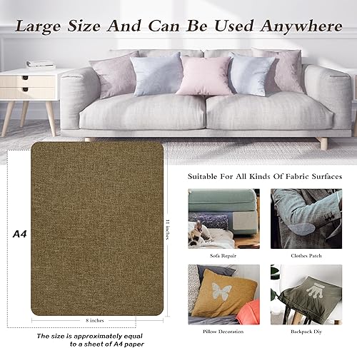 Vista 264 de Parches de reparación de lino grueso, parches de tela de lino autoadhesivos, 8 x 11 pulgadas, 2 unidades, multicolor, se pueden utilizar