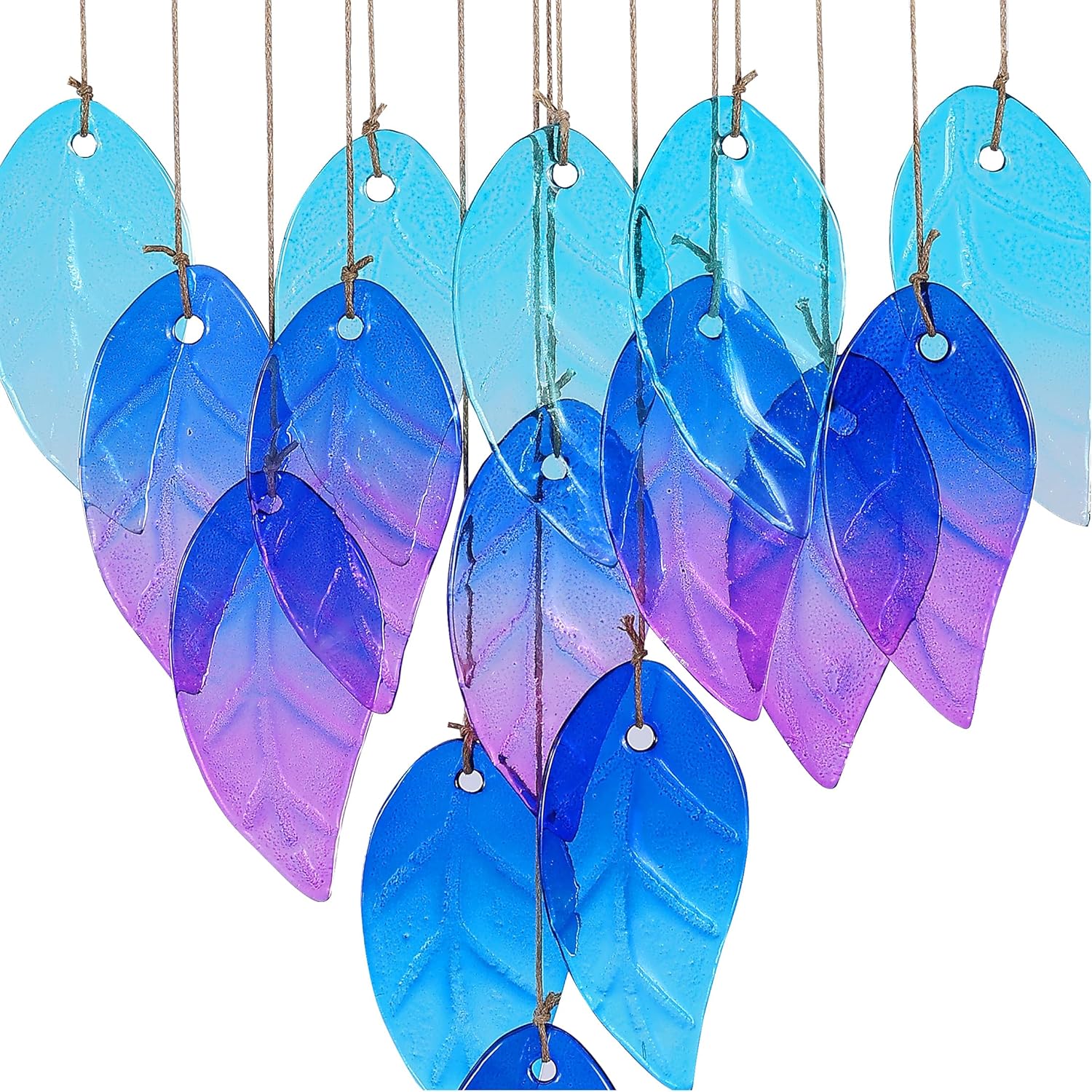Glass Leaves Wind Chimes for Outdoor Memorial Decor - Unique Wind Chimes for Garden, Yard, Porch & Christmas, Durable Outside Christmas Decoration with Handcrafted Glass Design - Image 2