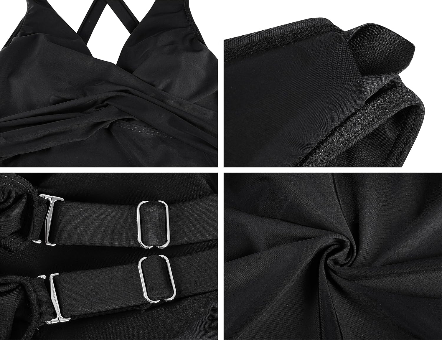 Hilor Women's Underwire Tankini Top Plus Size Swimsuits Tummy Control Bathing Suit Tops Crossover V Neck Swim Top - Image 7