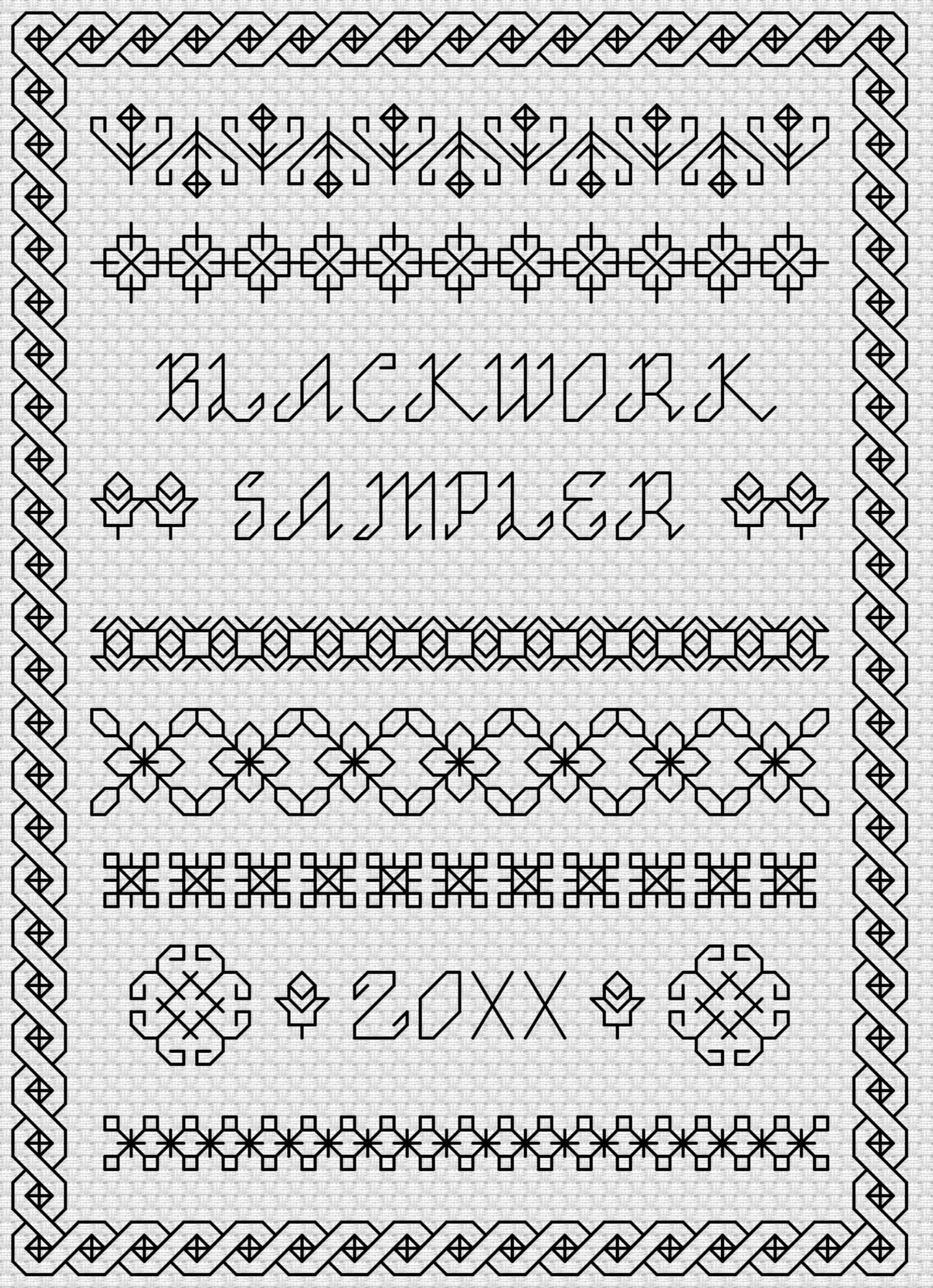 Blackwork Year Sampler Embroidery Kit