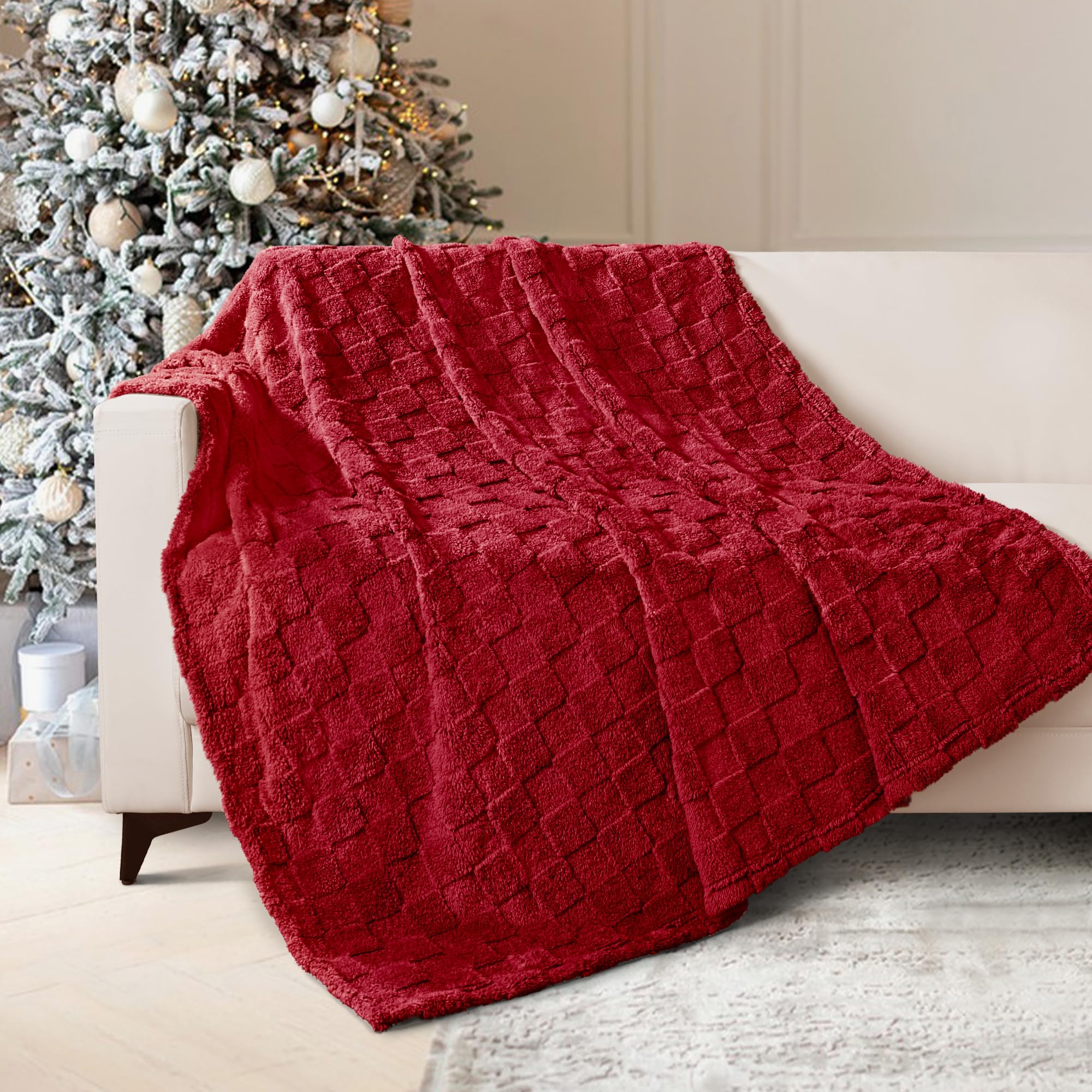 Exclusivo Mezcla Fleece Throw Blanket for Couch,Super Soft and Warm Lightweight Checkered Pattern Blankets for All Seasons 127x152 CM - Image 2