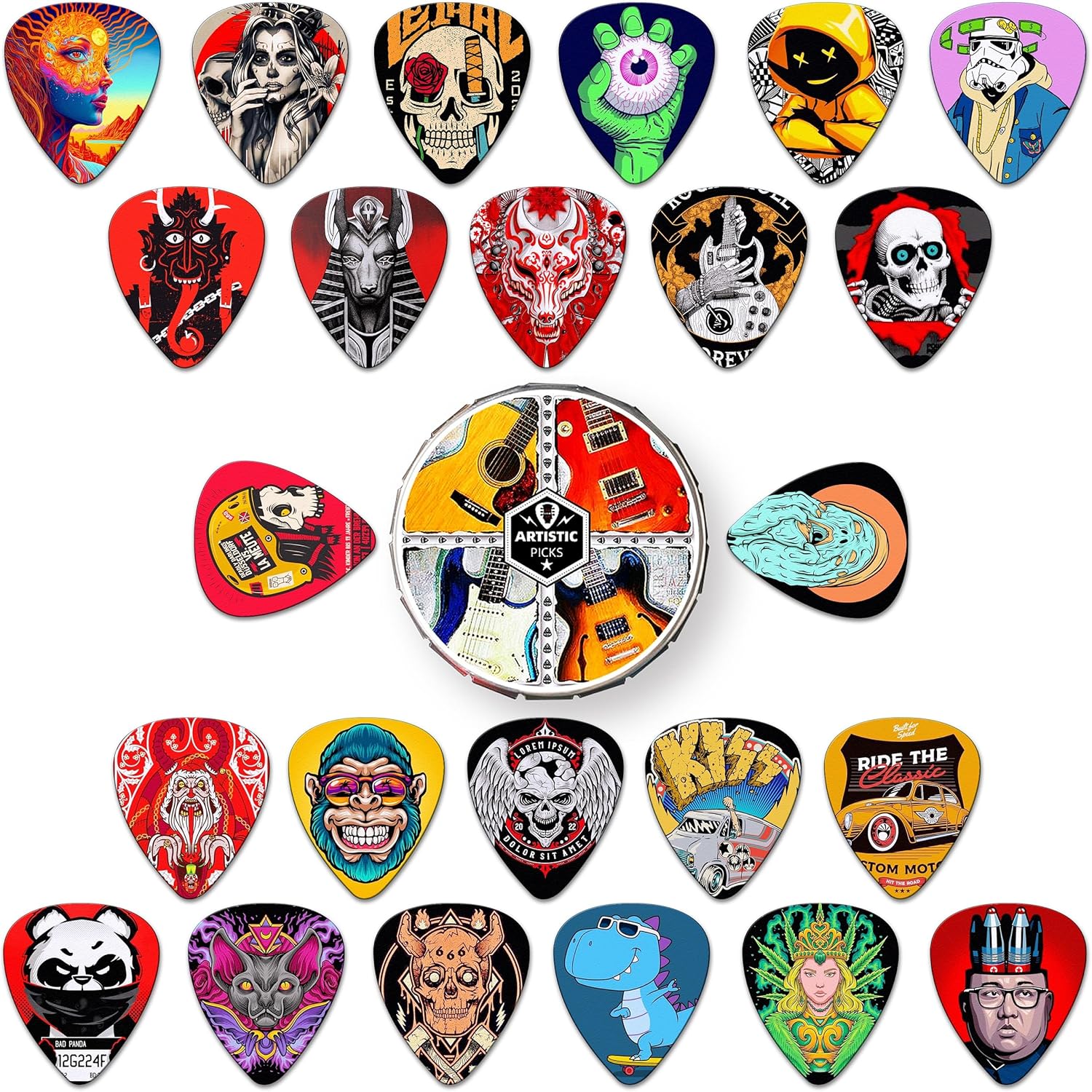 Guitar Picks 24 Pack Thin,Medium,Heavy/Thick Guitar Picks