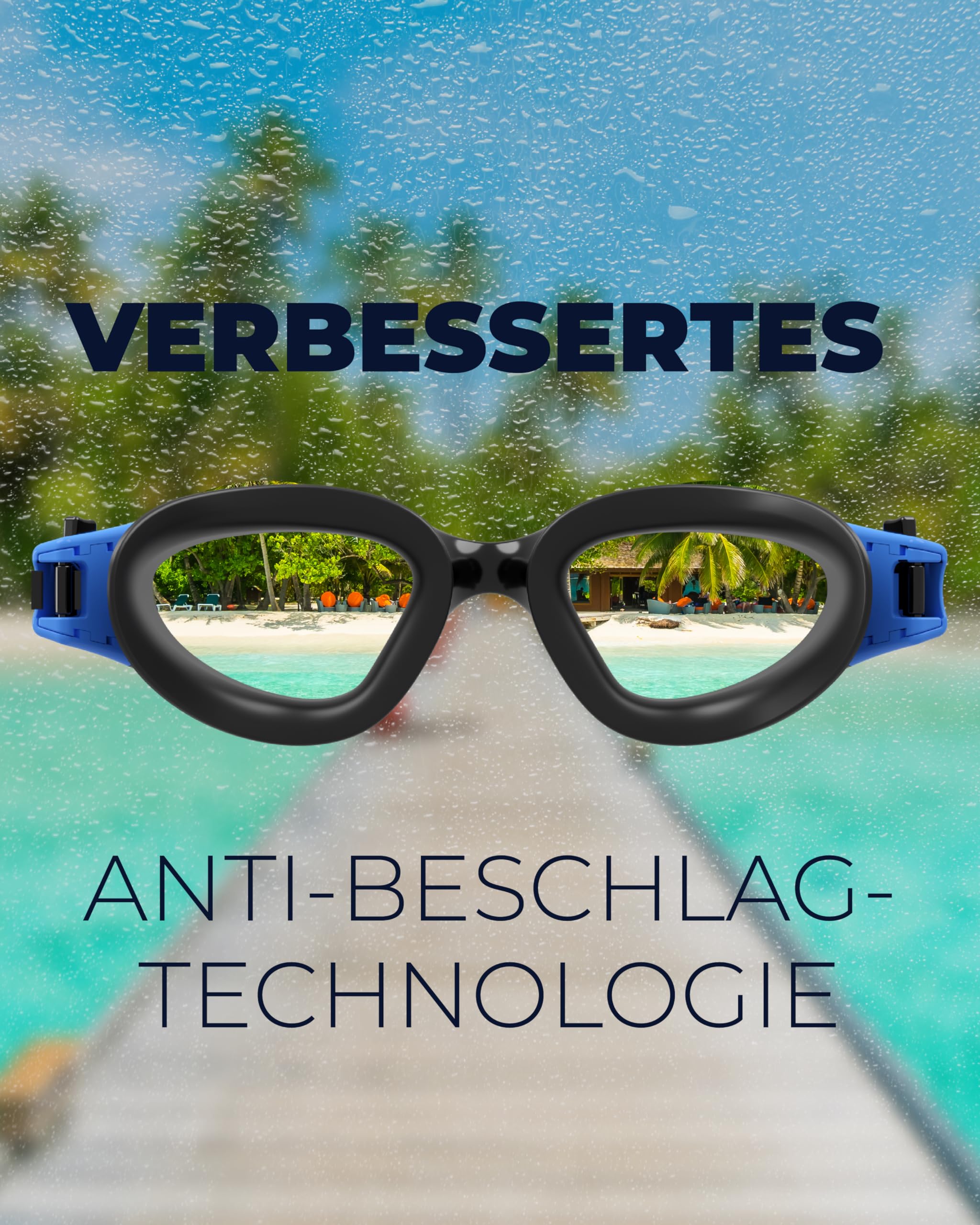 AqtivAqua Schwimmbrille DX — Weites Sichtfeld, UV-Schutz, Anti-Beschlag, Auslaufsicher, Geeignet für Innen- und Außenbeleuchtung — mit Anpassbarem Silikonband für Erwachsene und Jugendliche