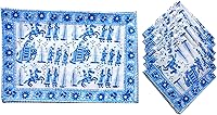 Vista 20 de Rastogi Handicrafts Juego de 6 manteles individuales 100 % algodón estilo indio para mesa de comedor y servilletas (azul 1)