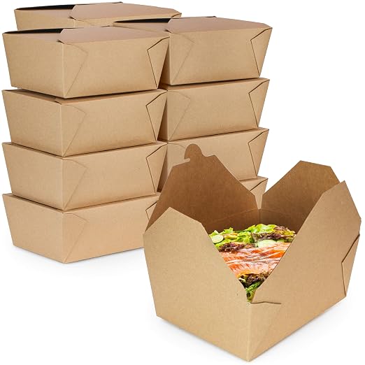 [30 Pack] 110 oz Paper Take Out Containers 8.8 x 6.5 x 3.5" - Kraft Lunch Meal Food Boxes #4, Disposable Storage to Go Packaging, Microwave Safe, Leak Grease Resistant for Restaurant and Catering : Amazon.ae: Industrial & Scientific