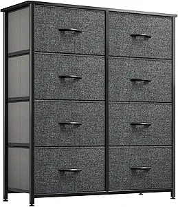 DWVO Dresser for Bedroom, Tall Dresser, Fabric Dresser with 8 Drawers, Double Dresser, Chest of Drawers for Closet, Living Room
