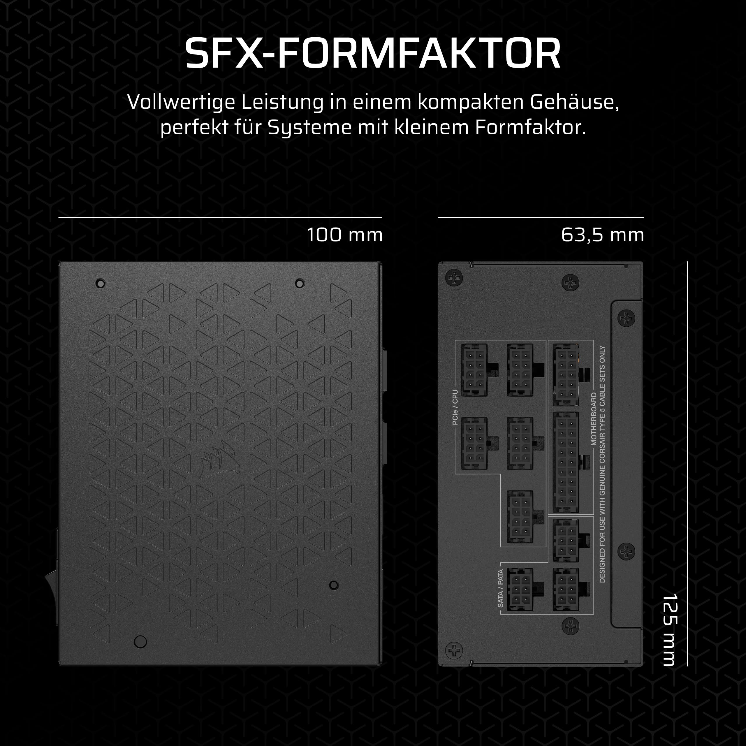 CORSAIR SF850 (2024) Vollständig Modulares Geräuscharmes 80 PLUS Platinum ATX-Netzteil – ATX 3.1-Kompatibel – PCIe 5.1-Fähig – SFX-to-ATX-Halterung im Lieferumfang Enthalten – Schwarz
