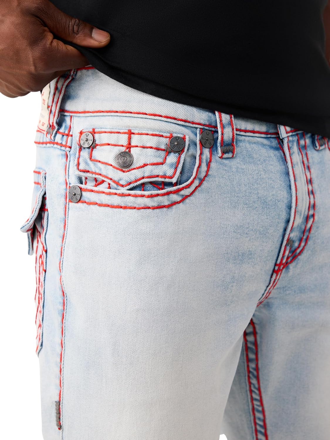 True Religion Men's Ricky Super T Short Flap Fray