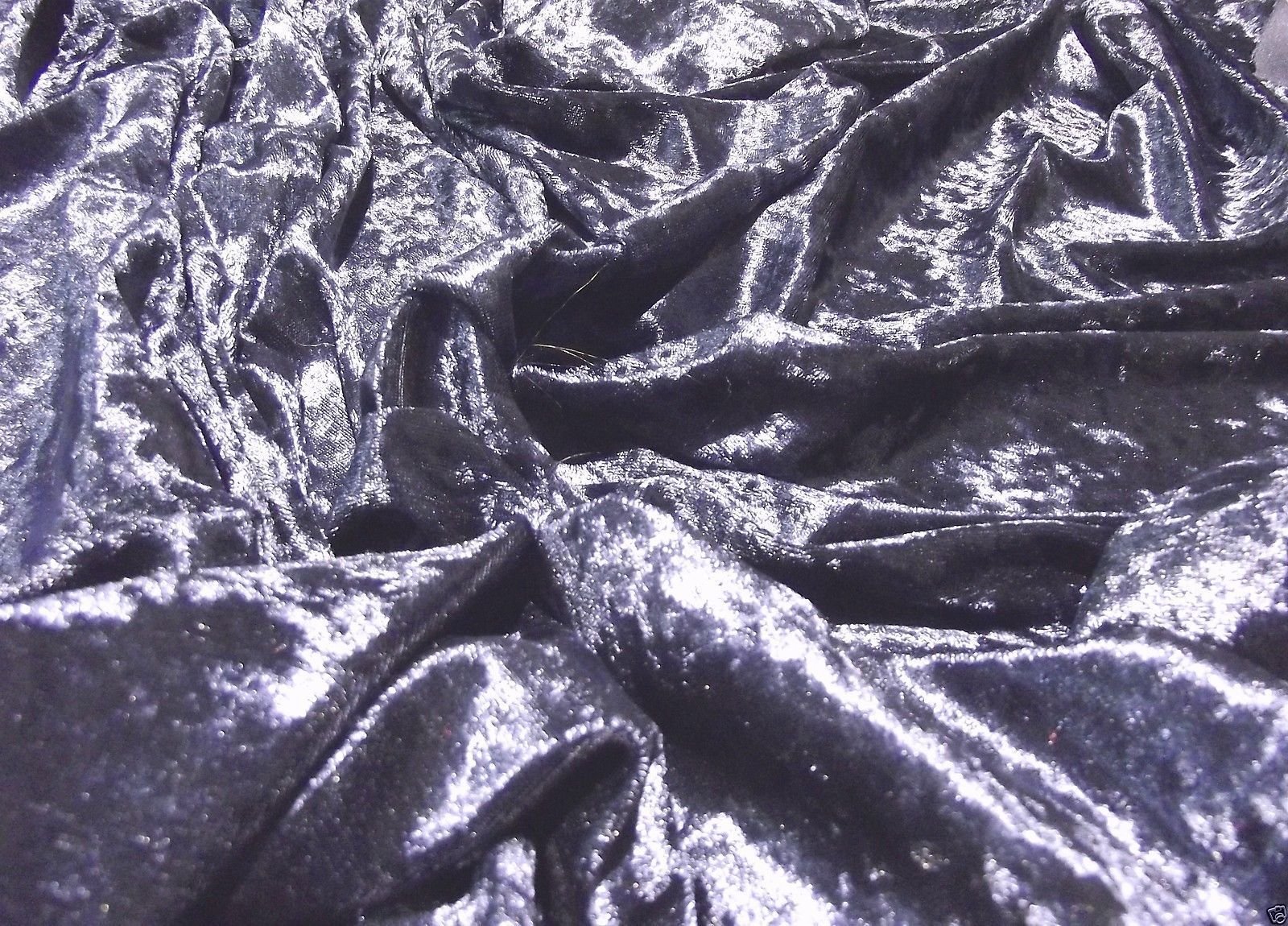 Crs Fur Fabrics Blue Crushed Velvet Velour Fabric Material - Navy, 5Mtr - 500Cmx150cm