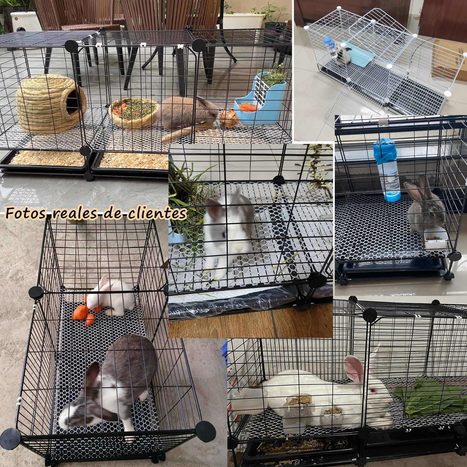 Jaulas para Conejos Interior con Bandeja y Alfombrillas, Negro/Blanco Jaula Conejo Grande Jaulas para Animales Pequeños para Conejito, Gato y Chinchilla (Size : E:111x39x48cm)