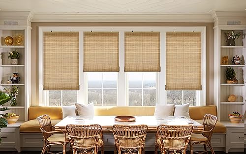 Miniatura 5 de Persianas de bambú sin cordón, persianas enrollables de bambú para ventanas, cortinas colgantes con filtro de luz, persianas de bambú para patio,