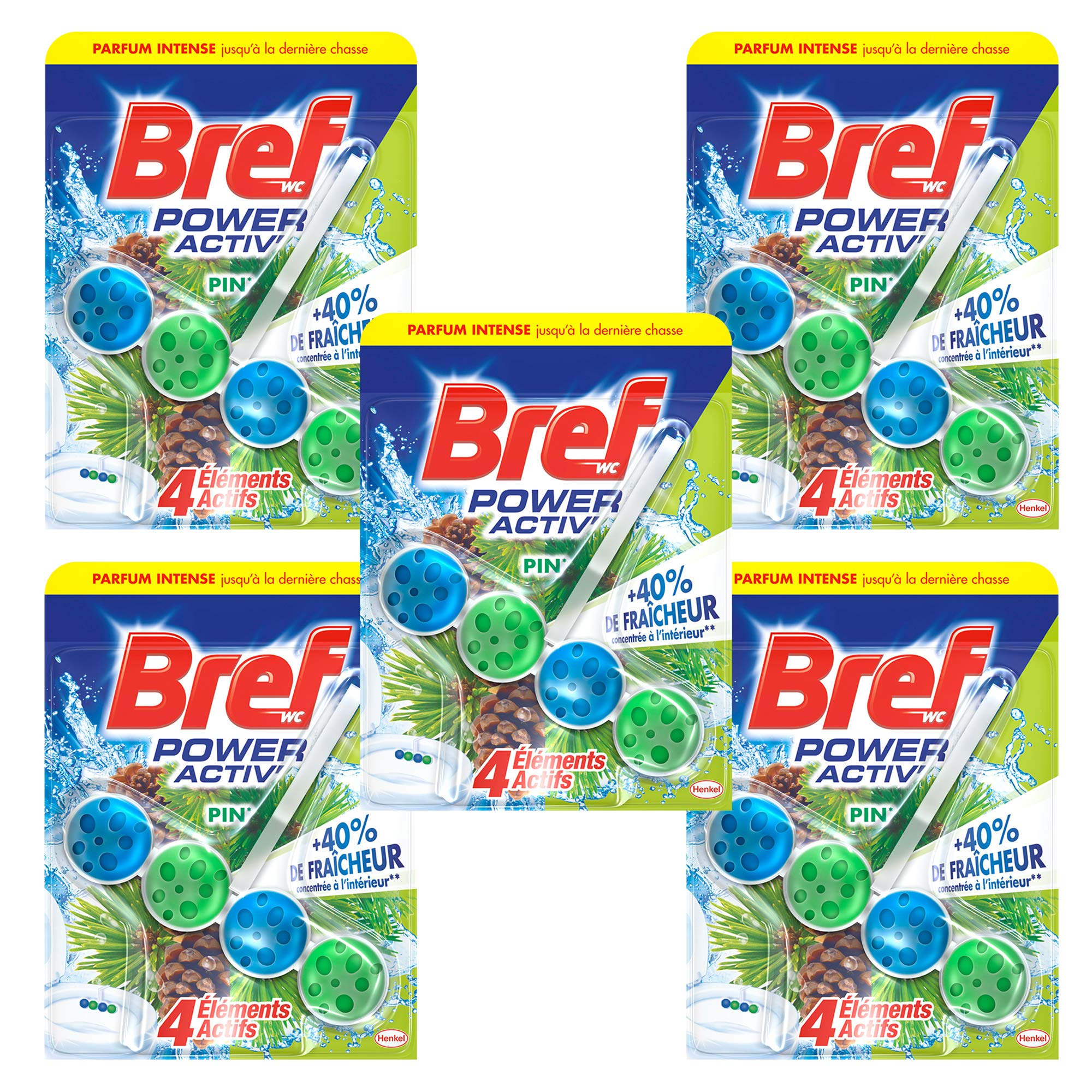 Bref WC Power Activ' Pin - Lot de 5 Blocs Nettoyants pour Toilettes