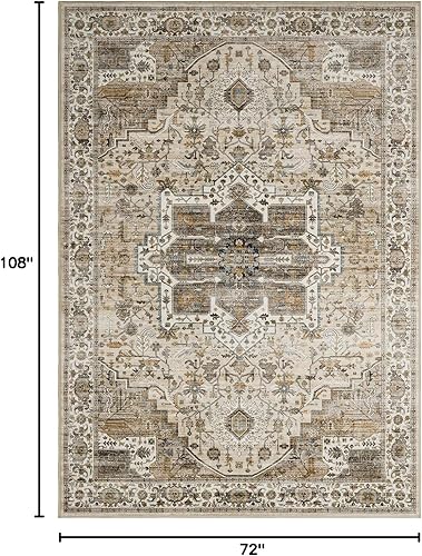 Miniatura 260 de Alfombras de área de 8 x 10 pies para sala de estar, vintage lavable con parte trasera antideslizante, resistente a las manchas, alfombra de área