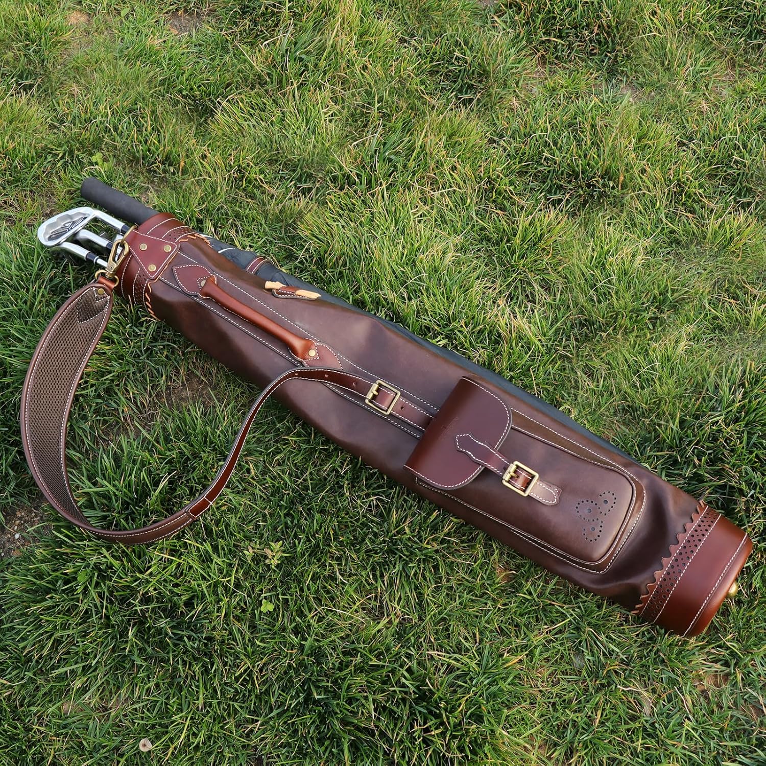 TOURBONゴルフクラブキャリーバッグ ショルダーストラップ付き ドライビングレンジクラブキャリア ゴルフボールポーチ付き 男女兼