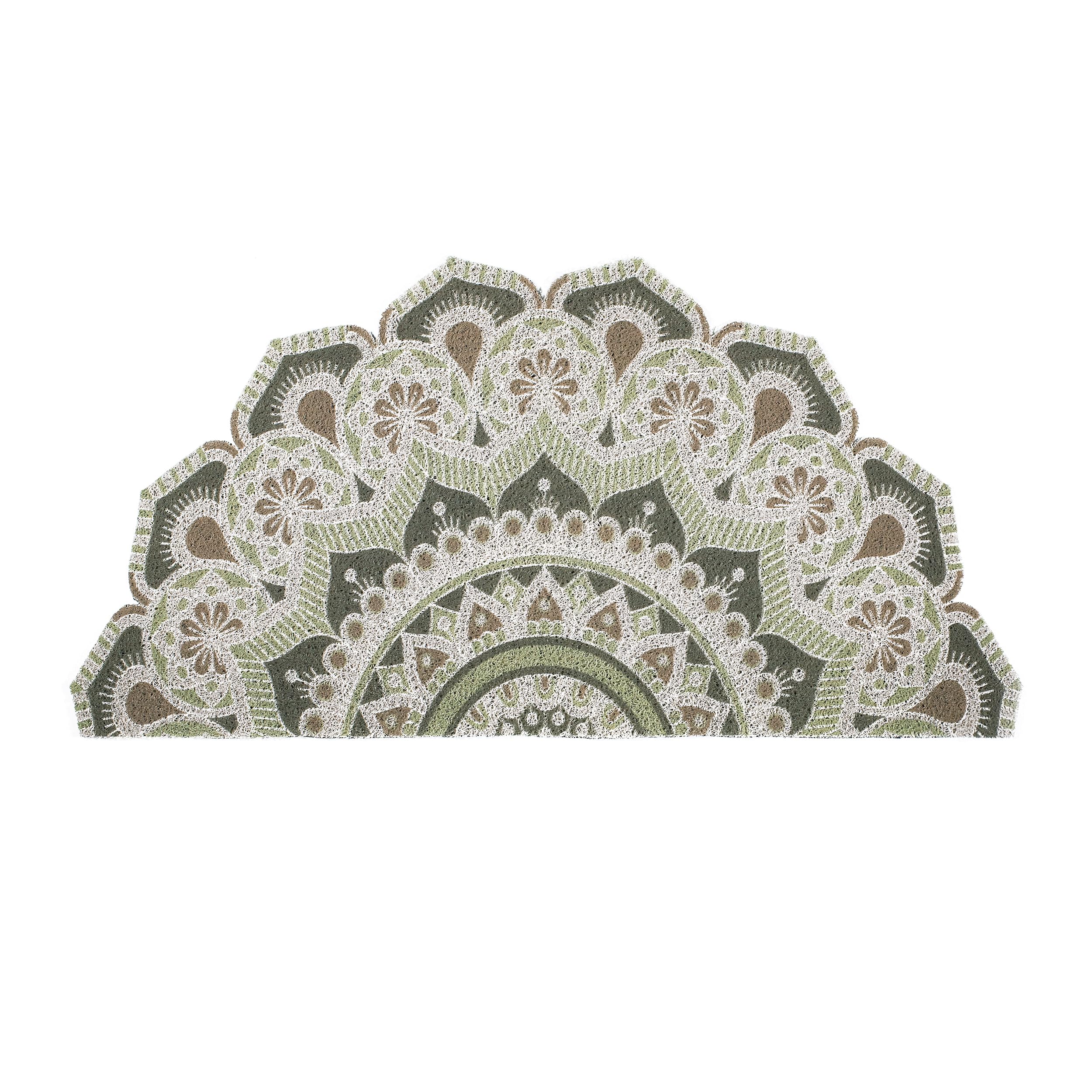 Sunlit 34" x 17" Mandala Dirt Trapper Welcome Mats, Small Indoor Outdoor Non-Slip Front Door Mat, Front Back Door Decor, Low Profile Entryway Rug,