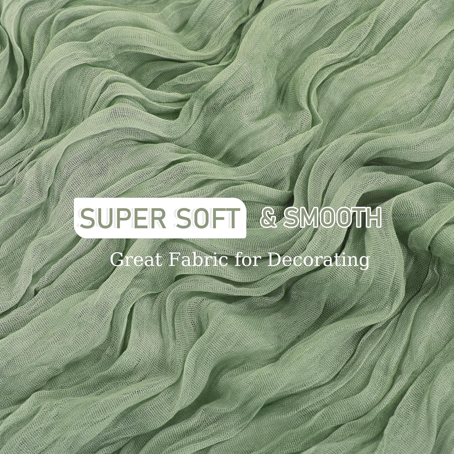 20 Pack Sage Green Cheesecloth Table Runner 10FT Boho Gauze Fabric Cheese Cloth Table Runners for Wedding ,Party,Baby Shower, Bridal Party, Rustic Farmhouse and Table Decorations