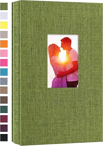 Miniatura 34 de potricher Álbum de fotos pequeño para 4 x 6 pulgadas, 300 fotos, cubierta de lino, libro de fotos para familia, boda, aniversario y bebé (negro)