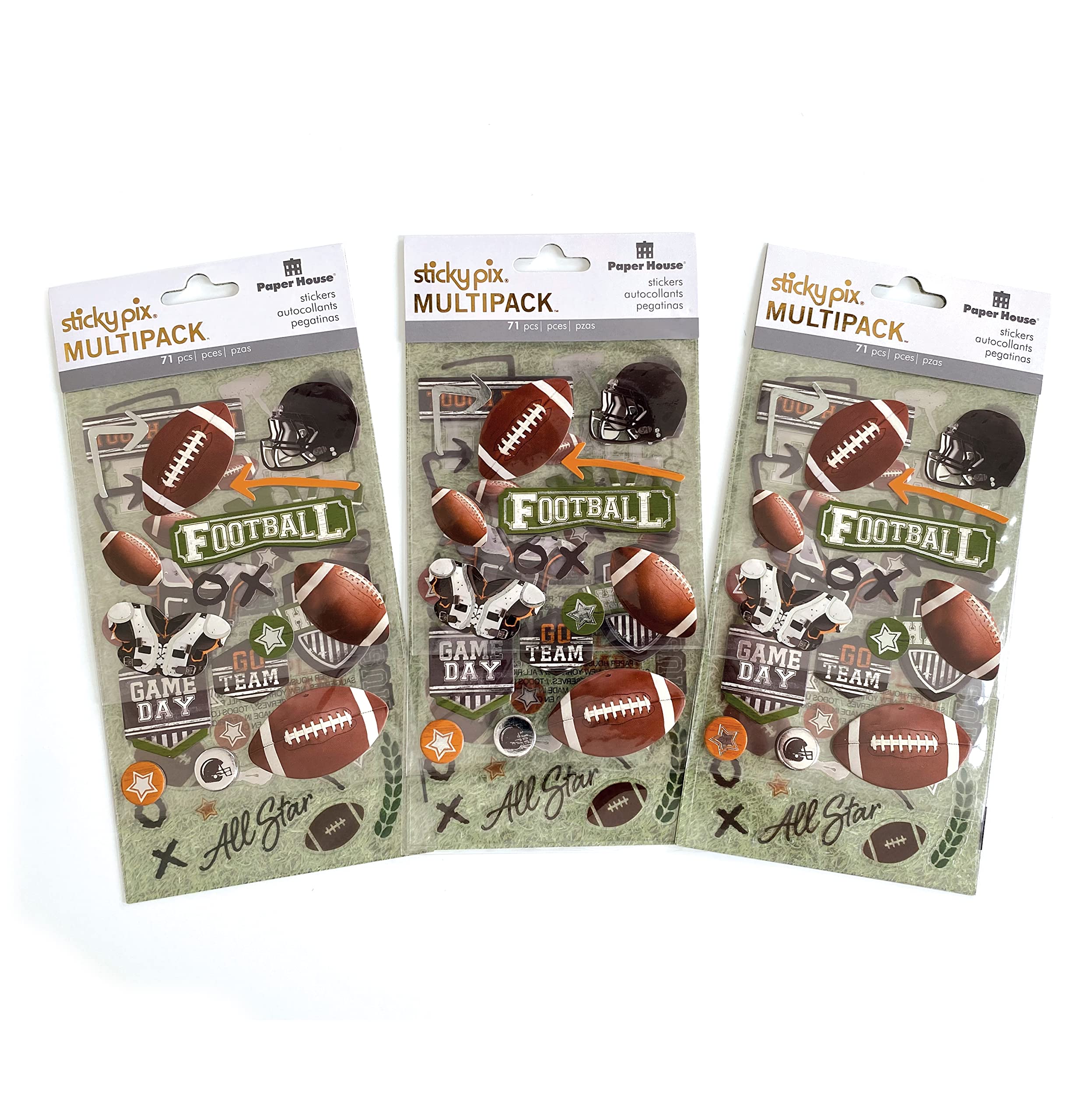 Paper House Productions Çıkartma Çeşitleri Paketi, Futbol, 3'lü Paket, 3 Parça