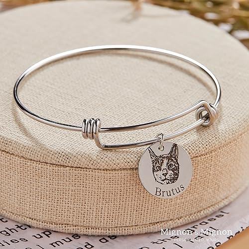 Miniatura 5 de MignonandMignon ABR-LC-AP - Pulsera personalizada para retrato de mascotas, joyería conmemorativa para mujer, regalo personalizado para el Día de la