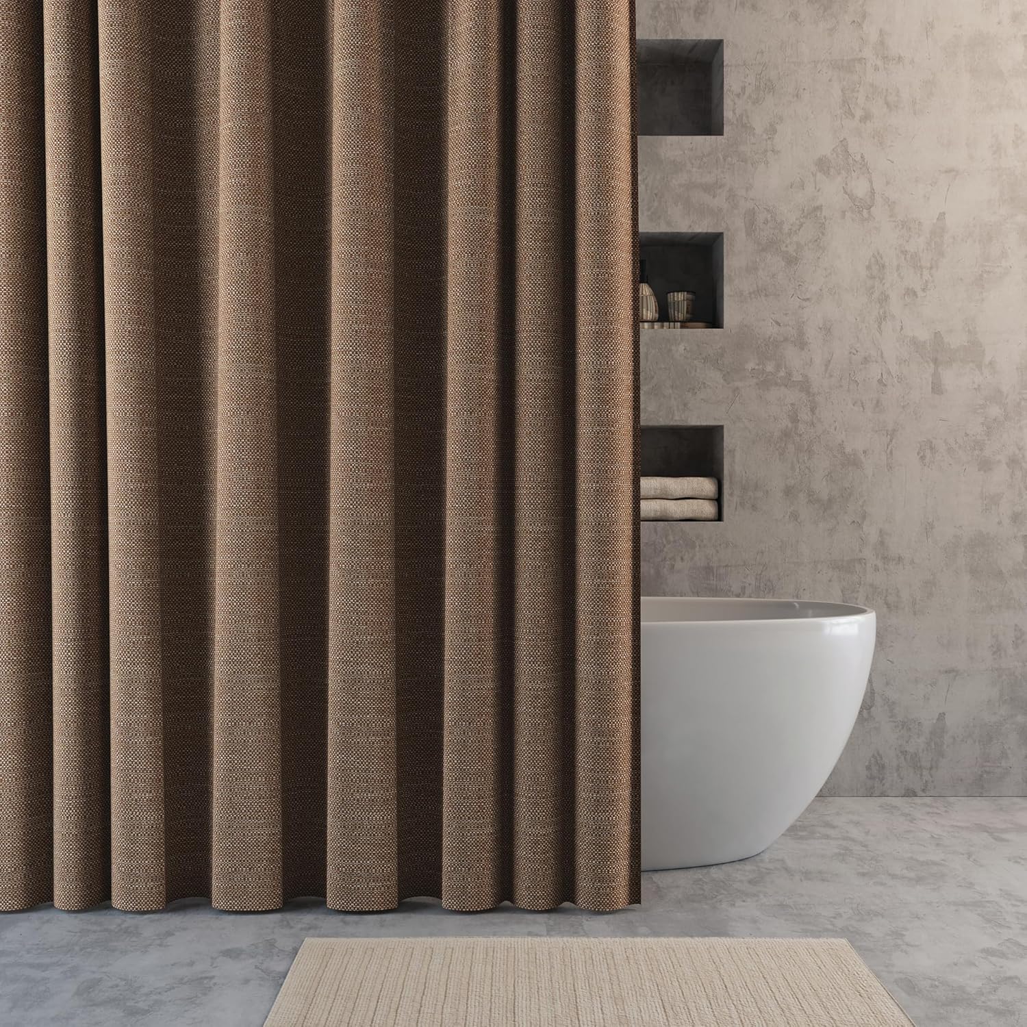 Suhana Contrast Tweed Shower Curtain, Terracotta, 70" W x 72" L